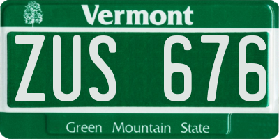 VT license plate ZUS676