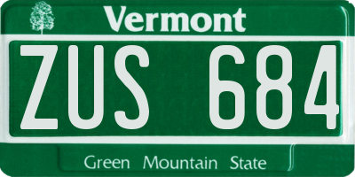 VT license plate ZUS684