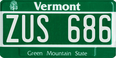 VT license plate ZUS686
