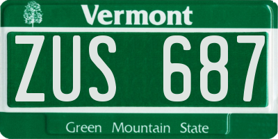 VT license plate ZUS687