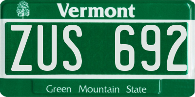 VT license plate ZUS692