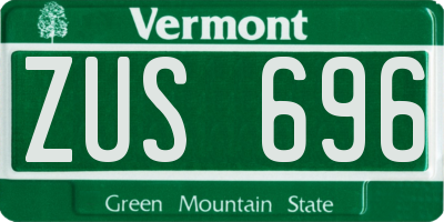 VT license plate ZUS696