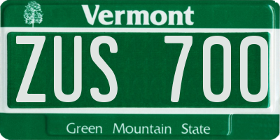 VT license plate ZUS700