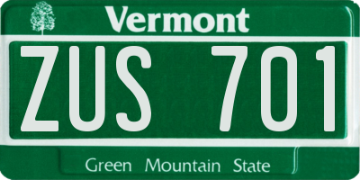 VT license plate ZUS701