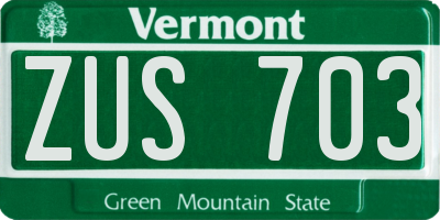 VT license plate ZUS703