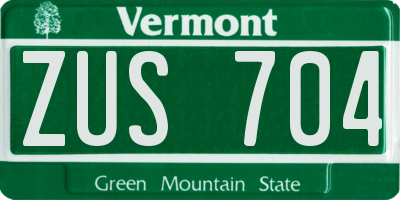 VT license plate ZUS704