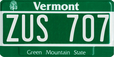 VT license plate ZUS707