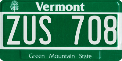 VT license plate ZUS708