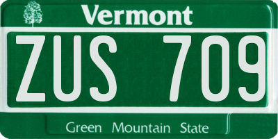 VT license plate ZUS709
