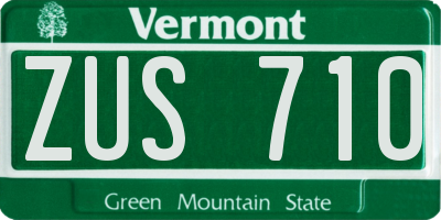 VT license plate ZUS710