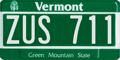 VT license plate ZUS711