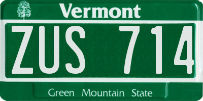 VT license plate ZUS714