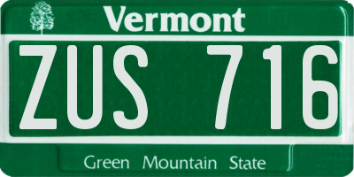 VT license plate ZUS716