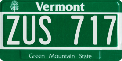 VT license plate ZUS717
