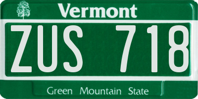 VT license plate ZUS718