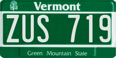 VT license plate ZUS719