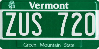 VT license plate ZUS720