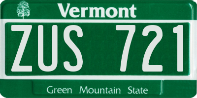 VT license plate ZUS721