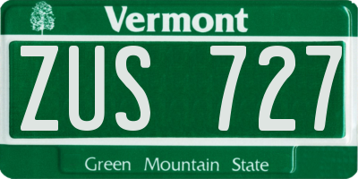 VT license plate ZUS727
