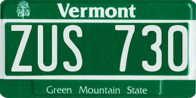 VT license plate ZUS730