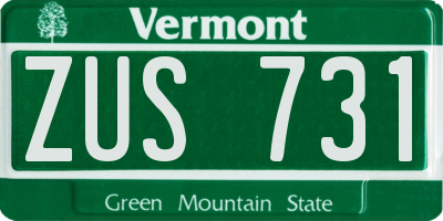 VT license plate ZUS731