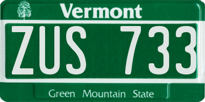 VT license plate ZUS733