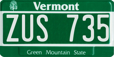VT license plate ZUS735