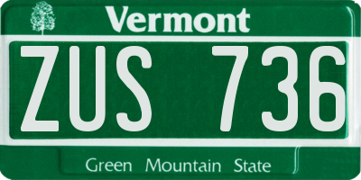 VT license plate ZUS736