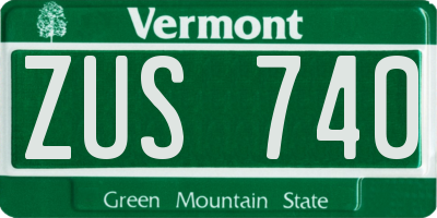 VT license plate ZUS740