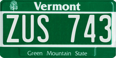 VT license plate ZUS743
