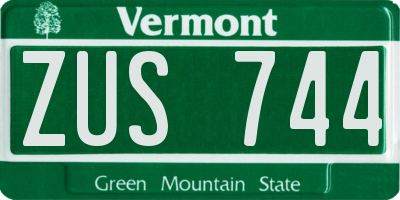 VT license plate ZUS744
