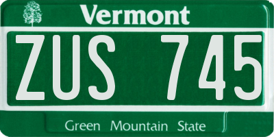 VT license plate ZUS745
