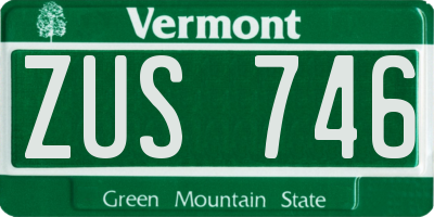 VT license plate ZUS746