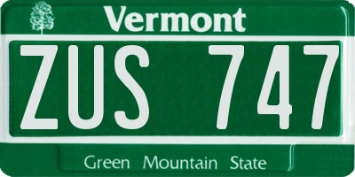 VT license plate ZUS747