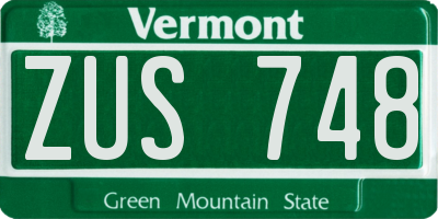VT license plate ZUS748