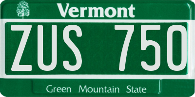 VT license plate ZUS750