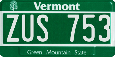 VT license plate ZUS753
