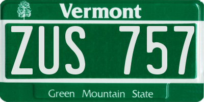 VT license plate ZUS757