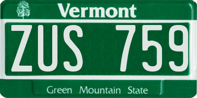 VT license plate ZUS759