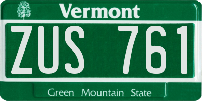 VT license plate ZUS761