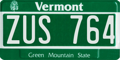 VT license plate ZUS764