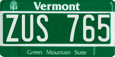 VT license plate ZUS765
