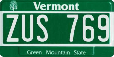 VT license plate ZUS769