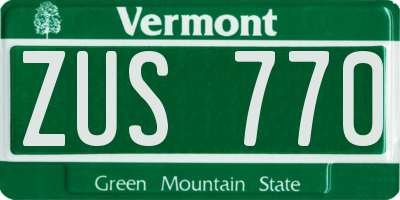 VT license plate ZUS770