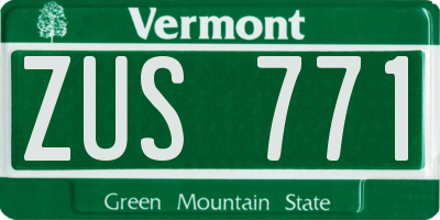 VT license plate ZUS771