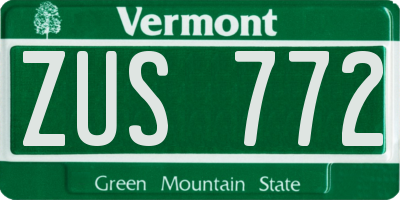 VT license plate ZUS772