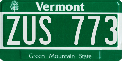 VT license plate ZUS773