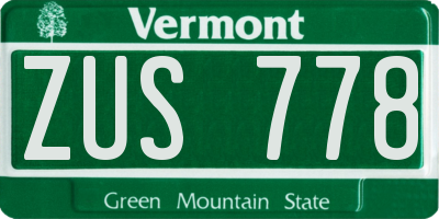 VT license plate ZUS778