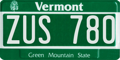 VT license plate ZUS780