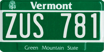 VT license plate ZUS781